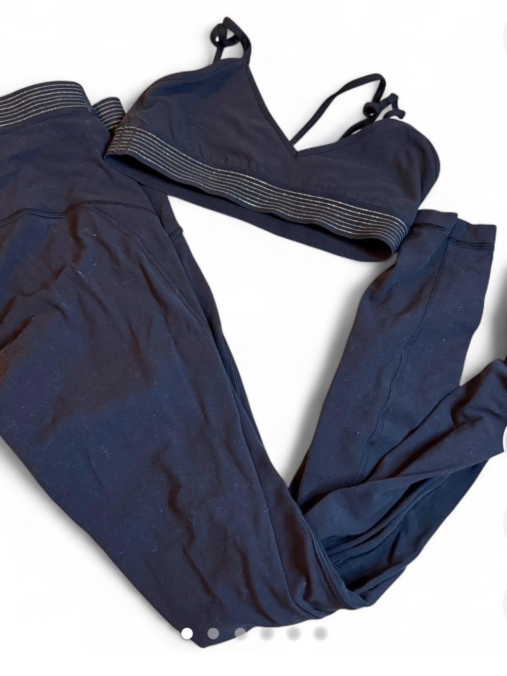 Strappy Navy Bralette with Metallic Stripe Band